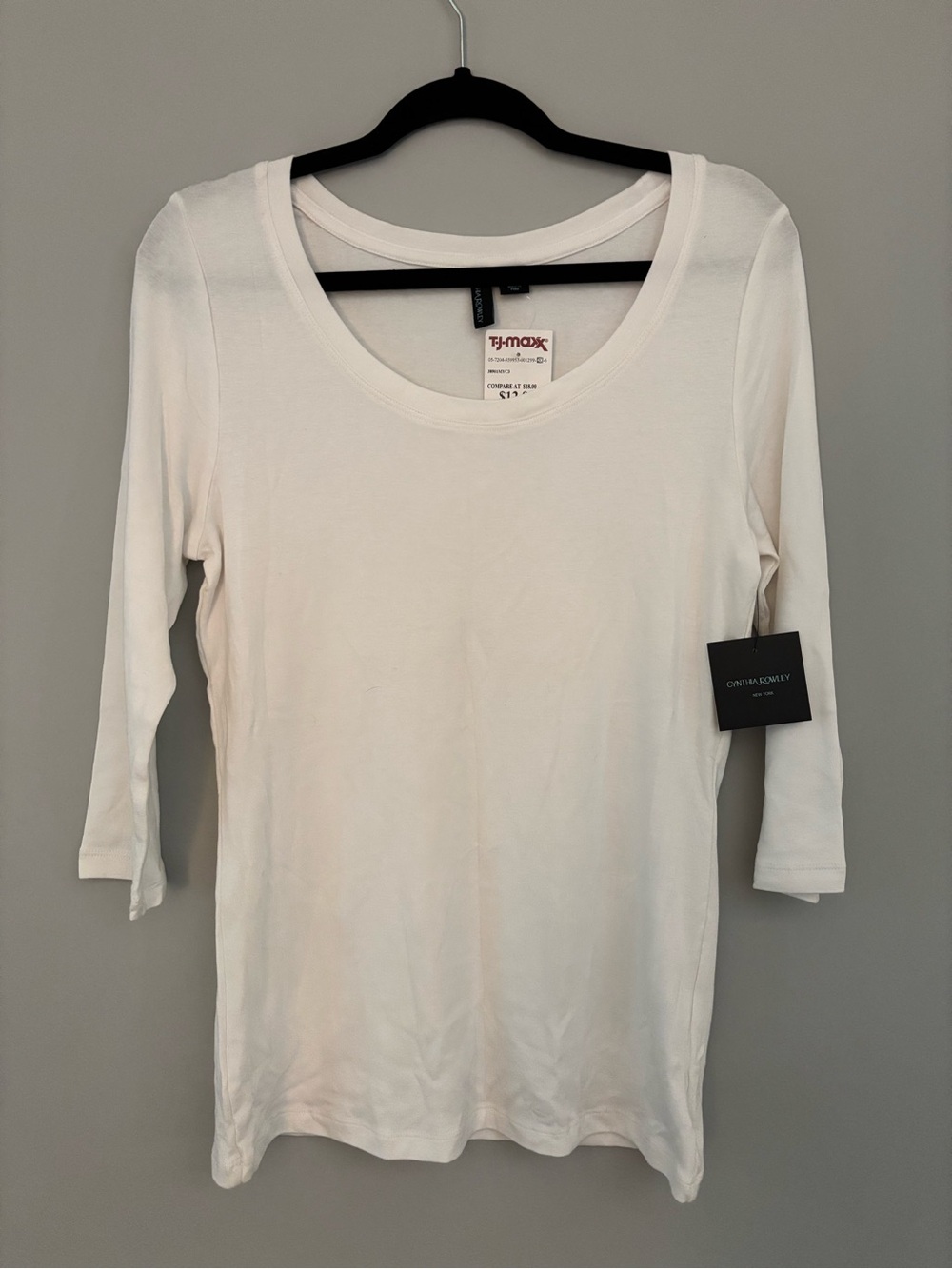 NWT Cynthia Rowley 3/4 sleeve Pima cotton scoop neck top - XL